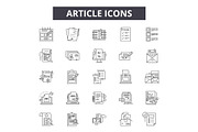 Article line icons, signs set