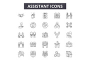 Assistant line icons, signs set
