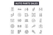 Auto parts sales line icons, signs