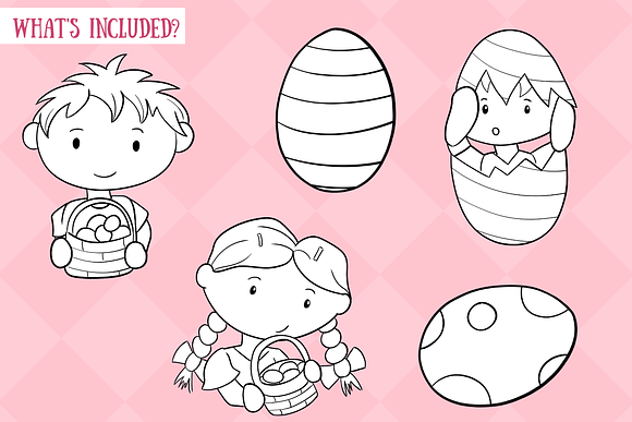 Easter Egg Hunt Black and White in Illustrations - product preview 1