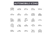 Automobile line icons, signs set