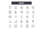 Baby line icons, signs set, vector