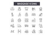 Baggage line icons, signs set