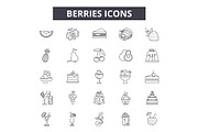 Berries line icons, signs set