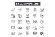 Big data management line icons