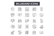 Billboard line icons, signs set