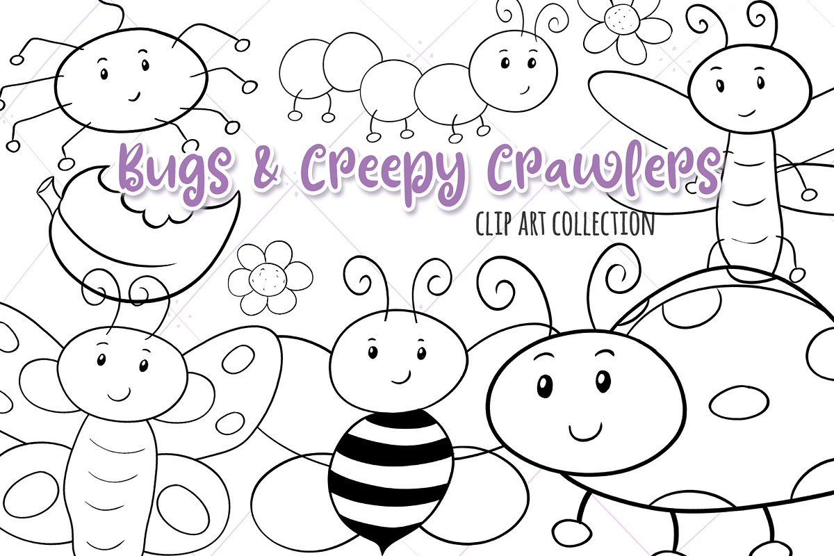 Cute Bugs Black and White in Illustrations - product preview 8