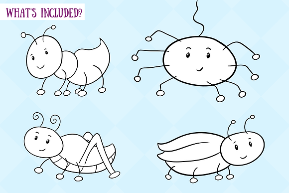 Cute Bugs Black and White in Illustrations - product preview 2