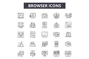 Browser line icons, signs set