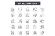 Business contracts line icons, signs