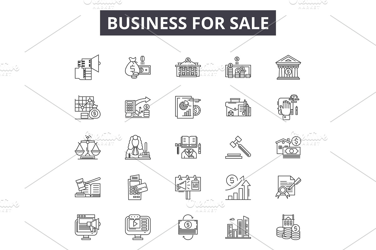 Business for sale line icons, signs in Illustrations - product preview 8