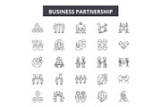 Business partnership line icons