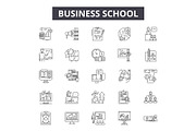 Business school line icons, signs