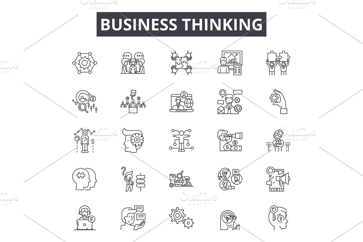 Business thinking line icons, signs in Illustrations - product preview 8