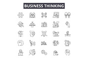 Business thinking line icons, signs