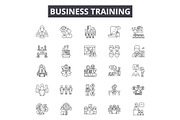 Business training line icons, signs