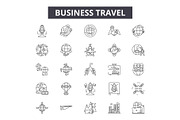 Business travel line icons, signs