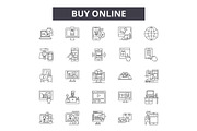 Buy online line icons, signs set