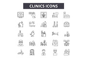 Clinics line icons, signs set