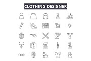 Clothing designer line icons, signs