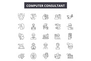 Computer consultant line icons