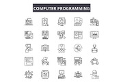 Computer programming line icons