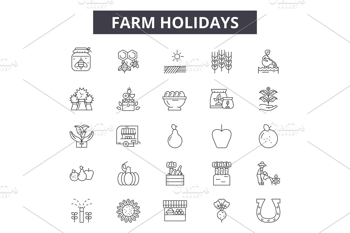 Farm holidays line icons, signs set in Illustrations - product preview 8