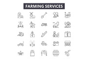 Farming services line icons, signs