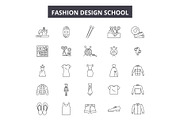 Fashion design school line icons