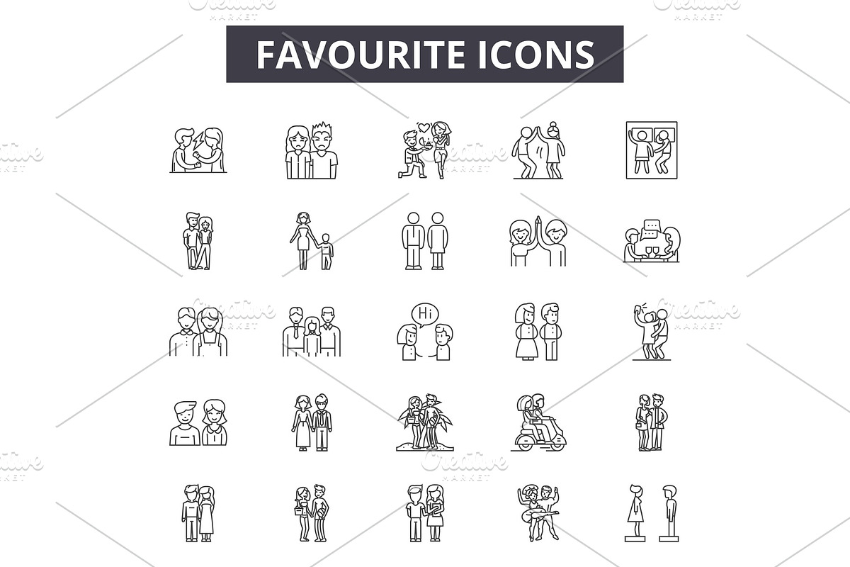 Favourite line icons, signs set in Illustrations - product preview 8