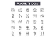 Favourite line icons, signs set