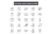 Fictioin and nonfiction line icons