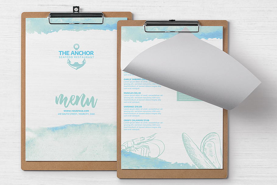 Seafood Menu Template in Flyer Templates - product preview 8