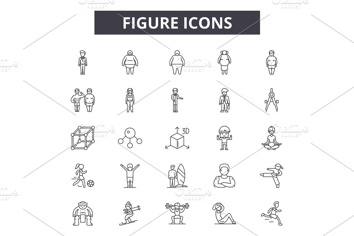 Figure line icons, signs set, vector in Illustrations - product preview 8