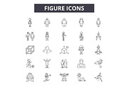 Figure line icons, signs set, vector