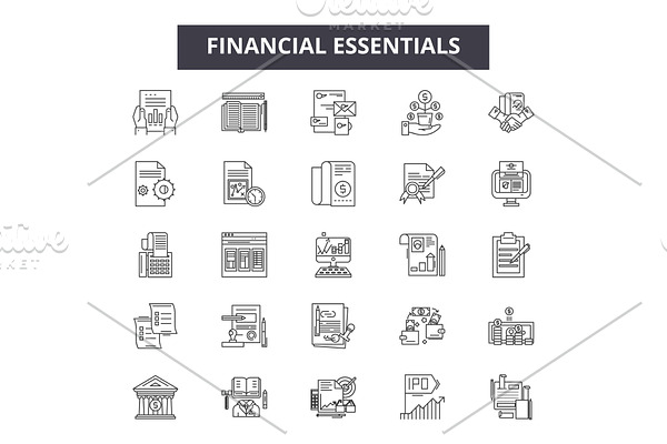Financial essentials line icons