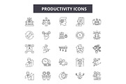 Productivity line icons, signs set