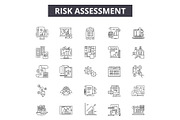 Risk assessment line icons, signs