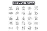 Risk management line icons, signs