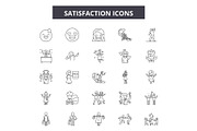 Satisfaction line icons, signs set