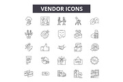 Vendor line icons, signs set, vector