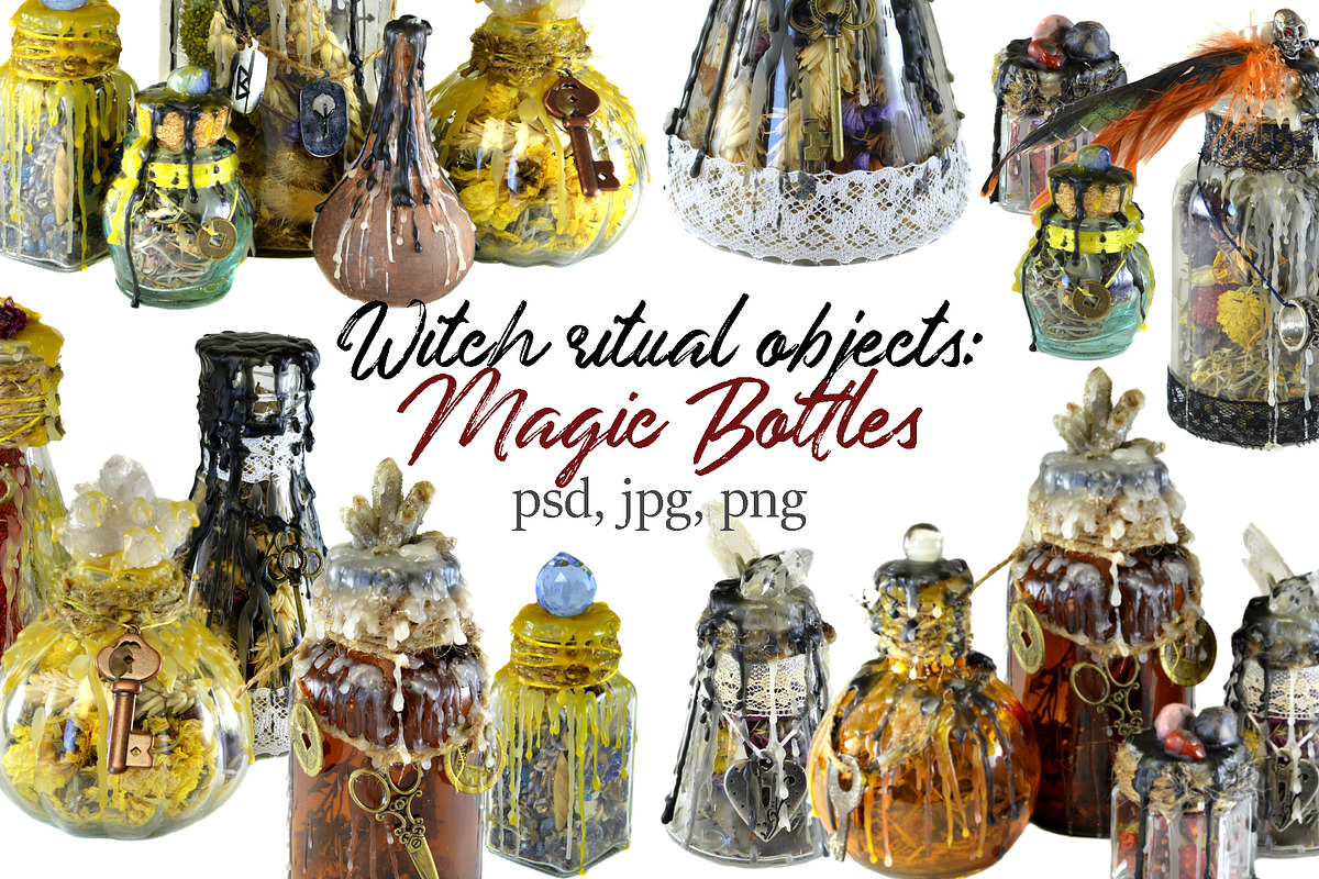 Set with magic bottles in Mockup Templates - product preview 8