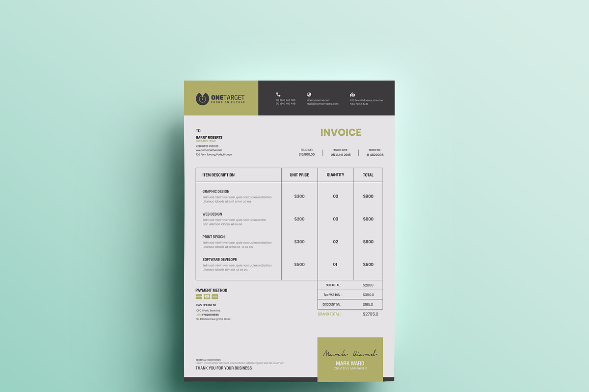 Pixe invoice template in Stationery Templates - product preview 8