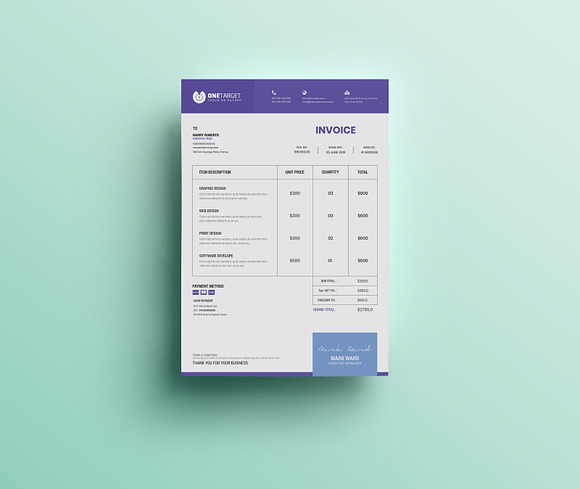 Pixe invoice template in Stationery Templates - product preview 1