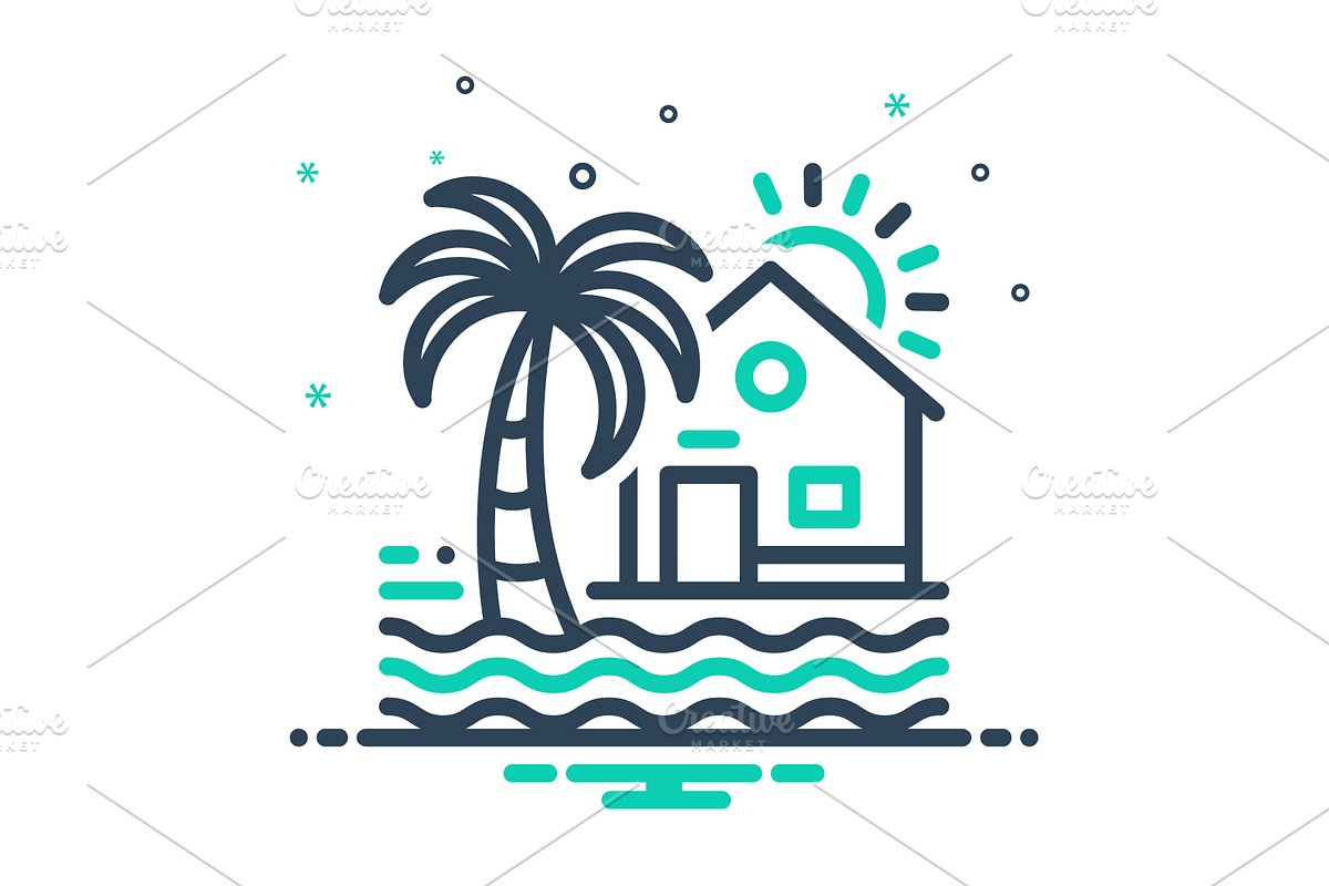 Beach house icon in House Icons - product preview 8