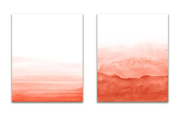 Coral ombre watercolor in Textures - product preview 4