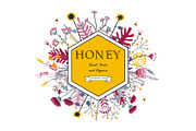 Hexagon Frame with cute honey