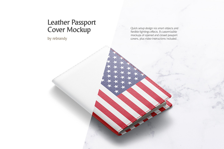 Leather Passport Cover Mockup in Product Mockups - product preview 8