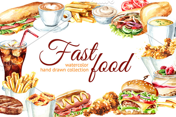 Fast food watercolor collection