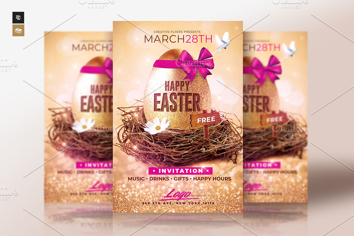 Gold Easter Flyer Template in Invitation Templates - product preview 8